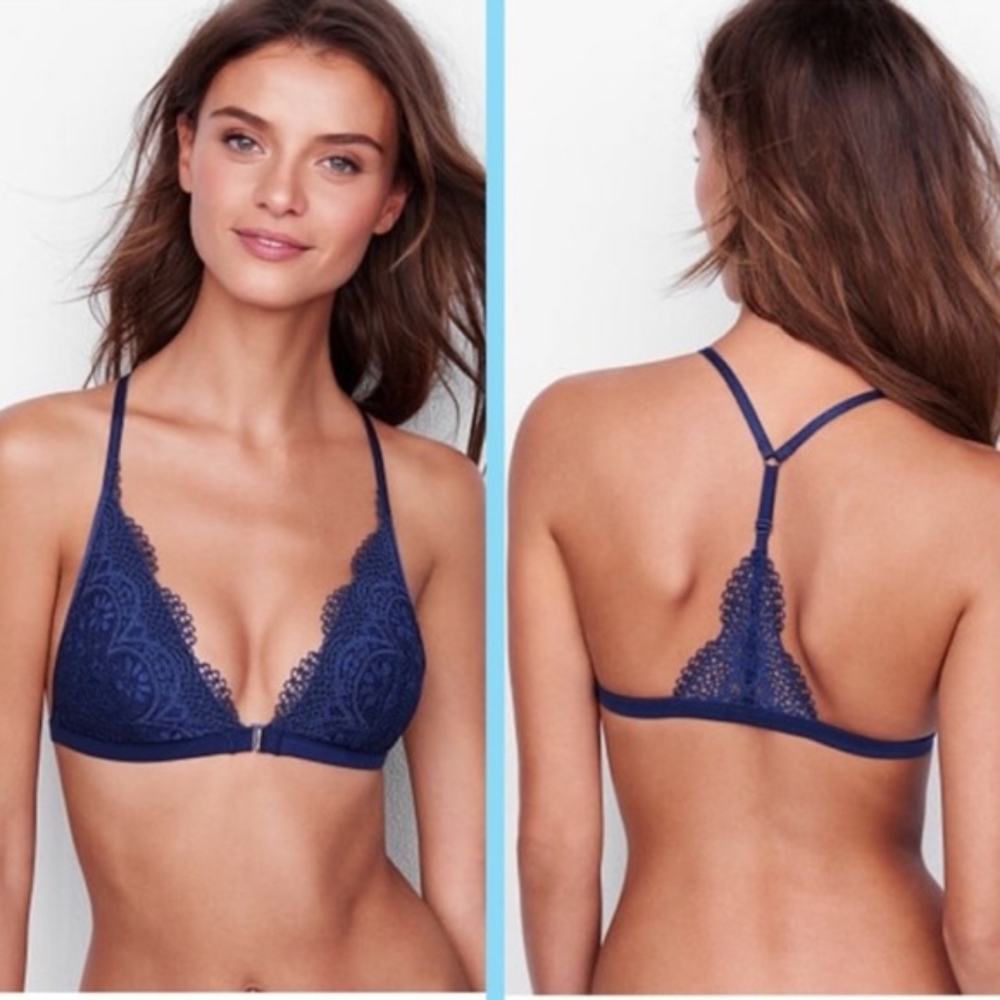 Lot of 4 VS Crochet Triangle Front Close Bralettes - Medium